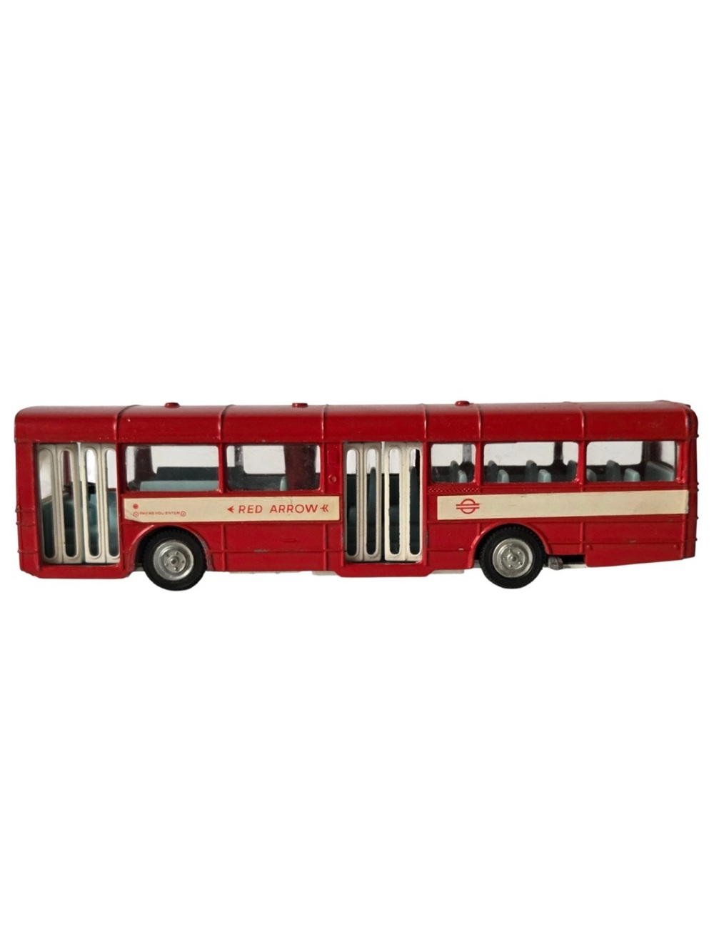 Vintage Dinky 283 Red Arrow Single Decker Bus Diecast Red Folding Doors
